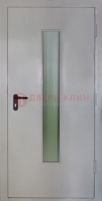 Белая металлическая техническая дверь со стеклянной вставкой ДТ-2 в Дмитрове