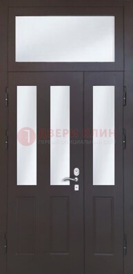 Черная тамбурная дверь со стеклянными вставками ДТМ-38 в Дмитрове