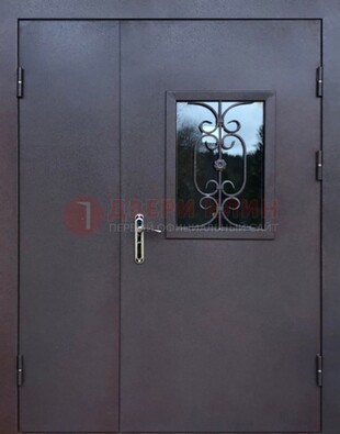 Тамбурная дверь Порошок со стеклом и ковкой ДТМ-48 в Дмитрове