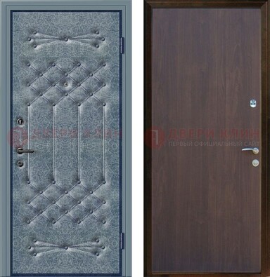 Серая металлическая дверь с винилискожей ДВ-35 в Дмитрове