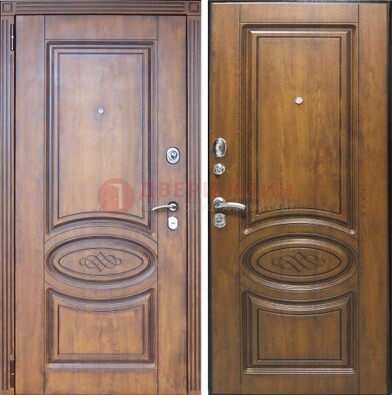 Коричневая металлическая дверь с виноритом ДВТ-10 в Дмитрове