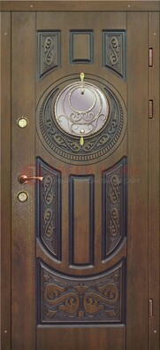 Одностворчатая входная дверь с виноритом и стеклом ДВТ-193 в Дмитрове