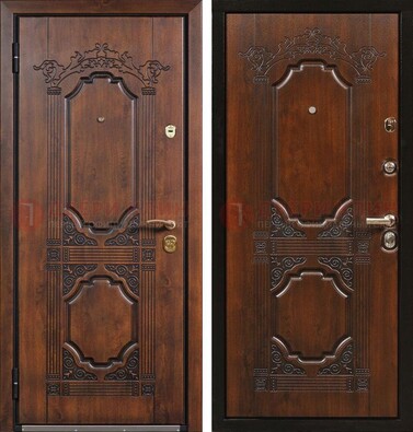 Коричневая железная дверь с виноритом и узором ДВТ-211 в Дмитрове