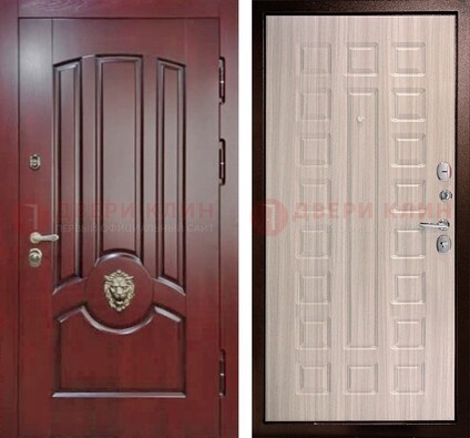 Темно-красная входная дверь с виноритом ДВТ-234 в Дмитрове