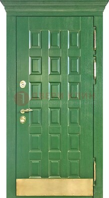 Входная зеленая дверь с виноритом для коттеджа ДВТ-249 в Дмитрове