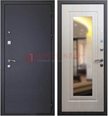 Черная металлическая дверь с зеркалом ДЗ-26 в Дмитрове