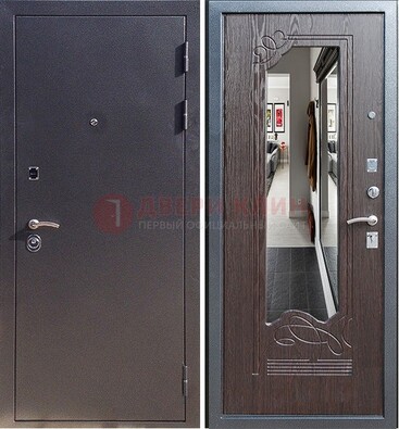Черная входная дверь с зеркалом МДФ внутри ДЗ-29 в Дмитрове