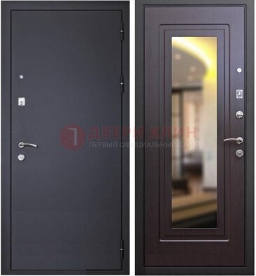 Черная железная дверь с зеркалом ДЗ-30 в Дмитрове