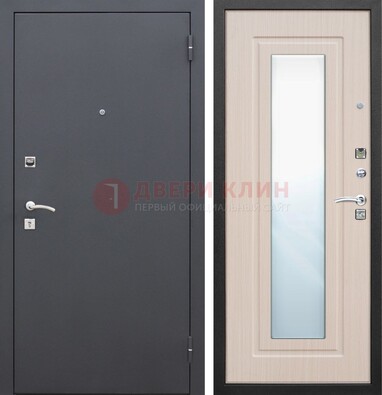 Черная входная дверь с зеркалом МДФ внутри ДЗ-31 в Дмитрове