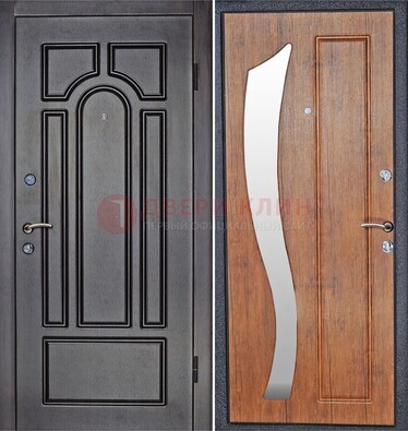 Темная железная дверь с зеркалом ДЗ-35 в Дмитрове