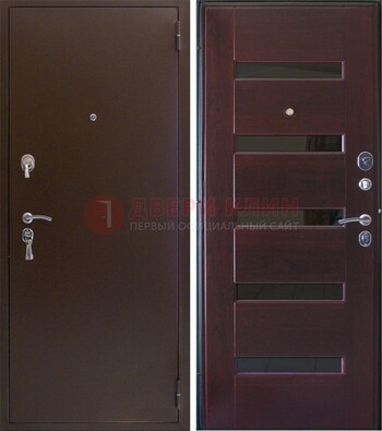 Темная железная дверь с зеркалом ДЗ-42 в Дмитрове
