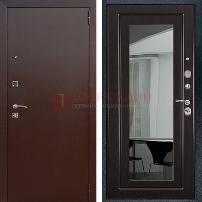 Металлическая дверь с порошковым напылением с МДФ и зеркалом ДЗ-61 в Дмитрове