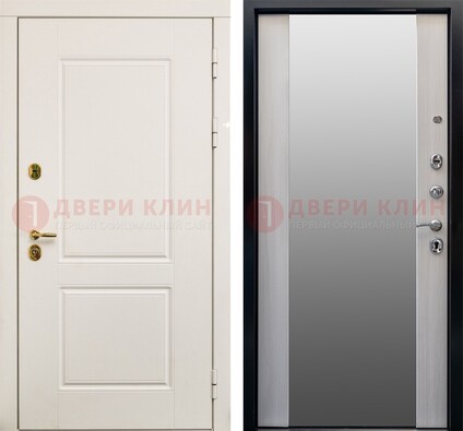Белая стальная дверь с большим зеркалом ДЗ-73 в Дмитрове