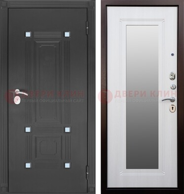 Стальная черная дверь МДФ с зеркалом ДЗ-76 в Дмитрове