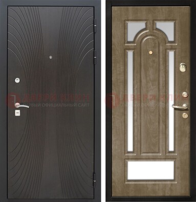 Темная металлическая дверь МДФ с различными зеркальными вставками внутри ДЗ-82 в Дмитрове