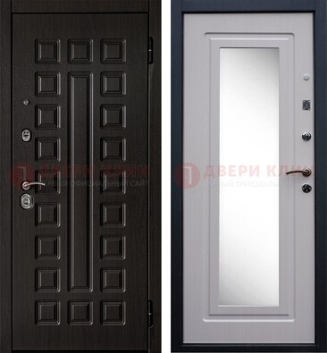 Черная филенчатая металлическая дверь МДФ с зеркалом ДЗ-83 в Дмитрове