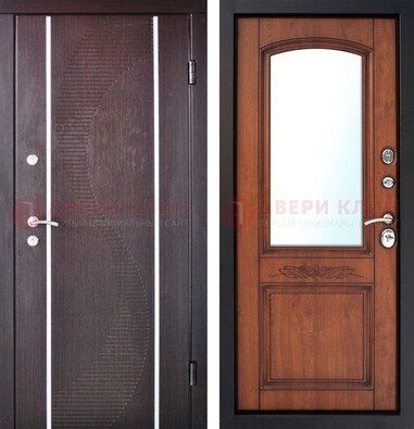 Входная дверь с МДФ и МДФ внутри с зеркалом ДЗ-88 в Дмитрове